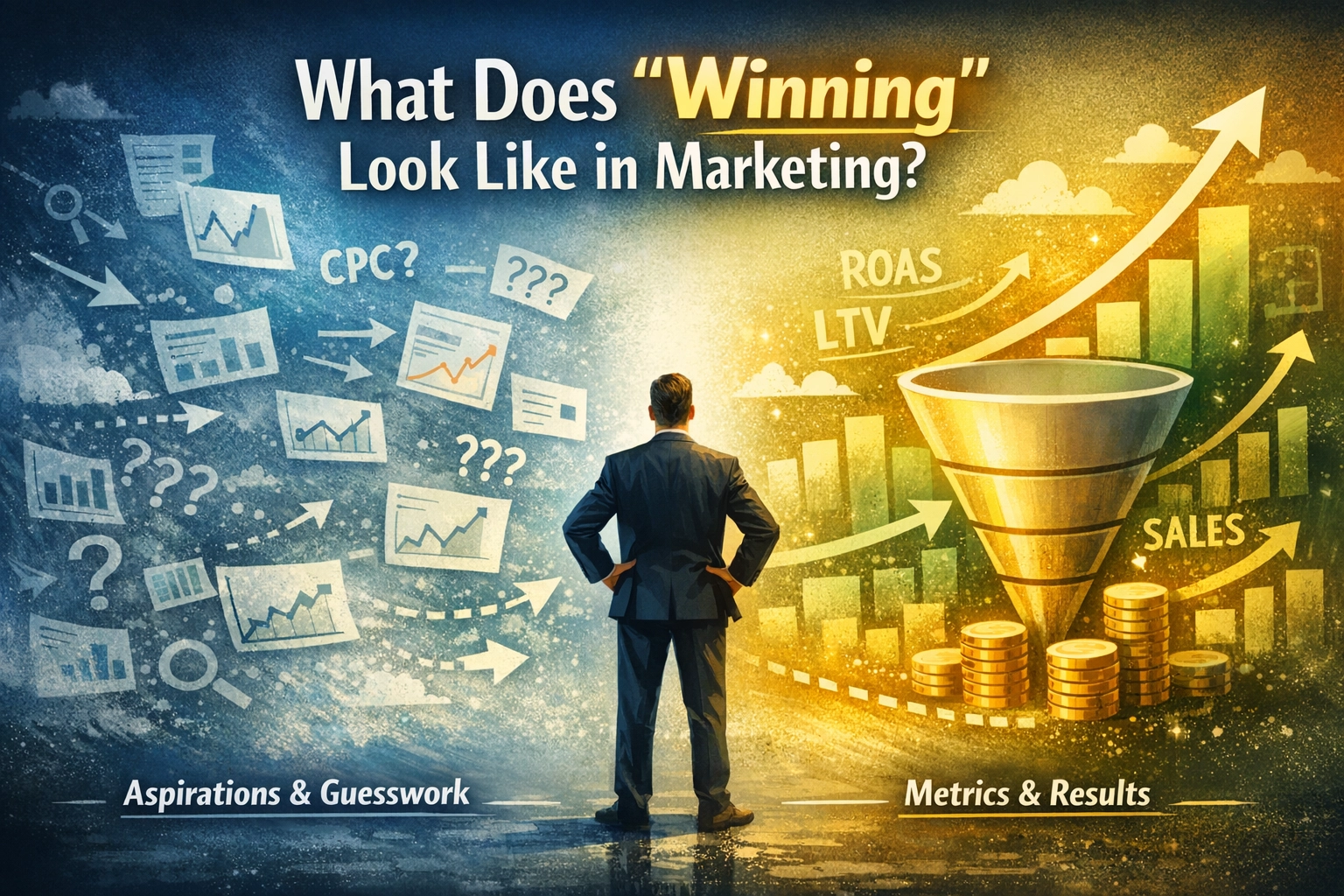 Marketing measurement framework showing ROAS, cost per lead, and revenue attribution for service businesses