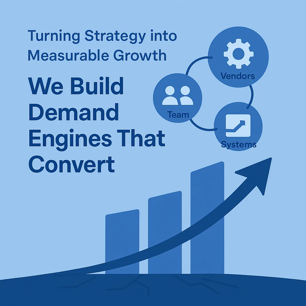 We Build Demand Engines That Convert — strategy, team, vendors, and systems aligned for measurable growth